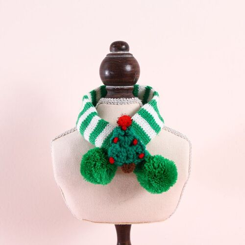 Bavoir en laine tricoté à rayures pour animaux de compagnie, écharpe de noël pour chien, chat, chiot, chaton, chaud, boule de noël, accessoires réglables pour animaux de compagnie