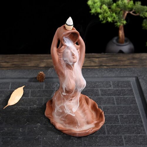 Brûleur d'encens à reflux en argile violette, cônes d'encens, beauté fille, décoration de la maison, anciers en céramique, porte-encens, encensoir aromatique, 50 pièces