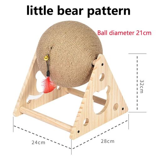 Boule À Gratter Pour Chat Avec Cloche, Planche À Pattes De Meulage Résistante À L'usure, Boule En Sisal Naturel, Grattoir En Bois Massif, Fournitures De Jouets Pour Animaux De Compagnie
