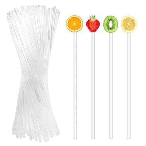 Bâtonnets De Sucette Réutilisables En Acrylique, 100 Pièces, Pour Gâteau, Crème Glacée Au Chocolat, Sucre Clair