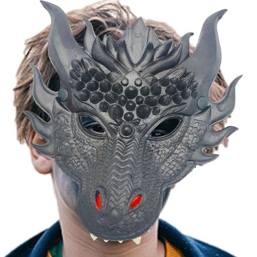 Juste De Visage De Dragon Pour Enfants, Cosplay De Noël, Boucle Non Dégagée, Demi-Visage Respirant, Costume De Fête D'halloween