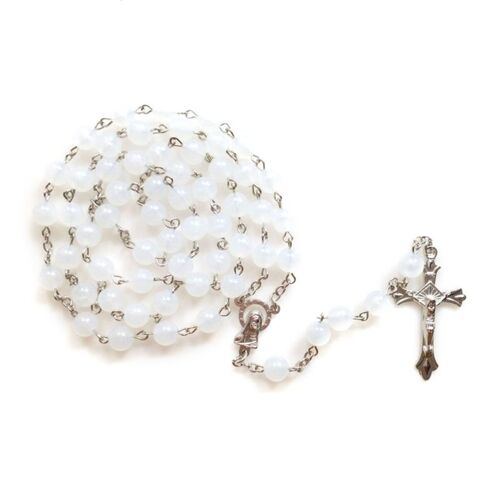 H7ea ? Collier Chapelet Lumineux En Acrylique Blanc, Bijoux De Charme Pour Église Chrétienne, Décoration De Chambre À Coucher