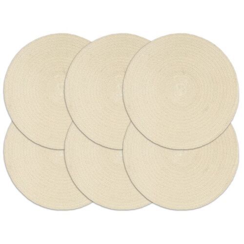 Vidaxl Napperons 6 Pcs Naturel Plain 38 Cm Rond Coton