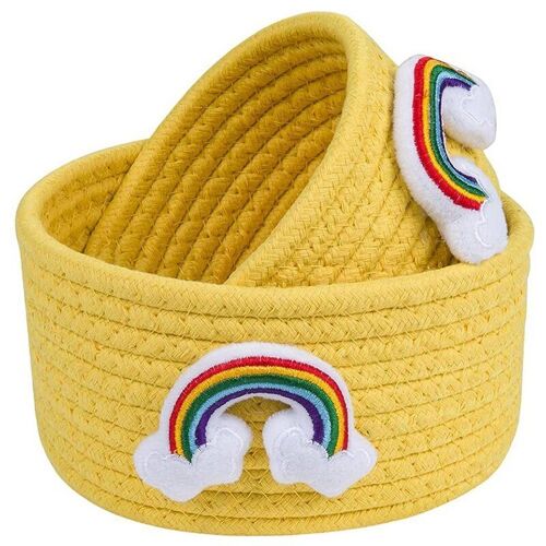 Panier de rangement rond en corde de coton, 2 pièces, Mini panier tissé, petit panier de rangement, décoration de chien, jouet pour enfants, rangement de clés