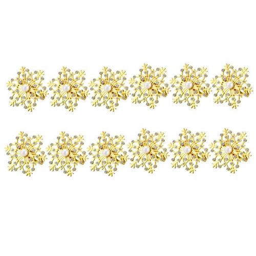 Anneaux de serviette flocon de neige 12 pièces, anneau de serviette de noël, boucle strass perle porte-serviette pour décor de Table de noël