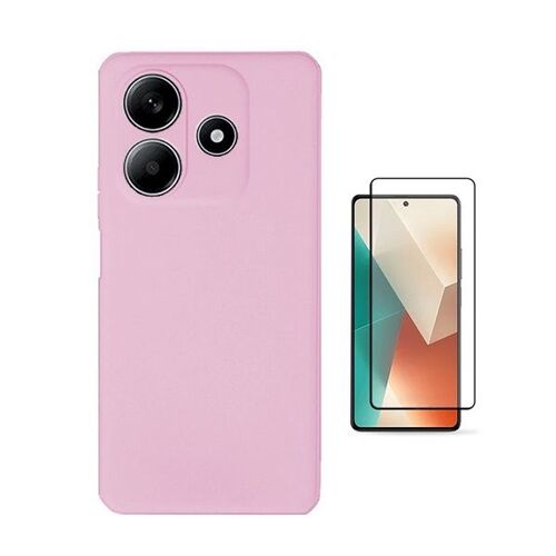 Kit De Film En Verre Trempé À Coque Complète 5D + Coque En Silicone Liquide Phonecare Pour Xiaomi Redmi Note 14 - Rose