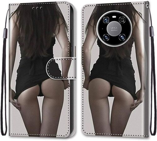 Coque Pour Huawei Mate 40 Pro, Etui En Cuir Pu Portefeuille Housse Coque Avec 360 Degres Silicone Antichoc Protection Cover Cuir Pochette Magnetique Und Flip Bequille (Fille Sexy)