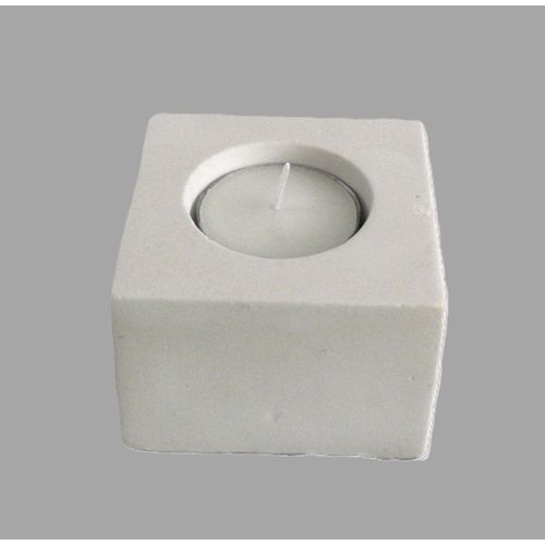 Porte bougie chauffe plat. Photophore cube blanc creme. 7,4 x 7,4 x 5,3 cm