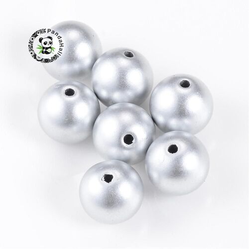 Perles Rondes Mates De 6/8/10mm, En Plastique Acrylique Peint Par Pulvérisation, Fabrication De Bijoux, Bricolage, Couleur Argent Mat 9109-May14a31309