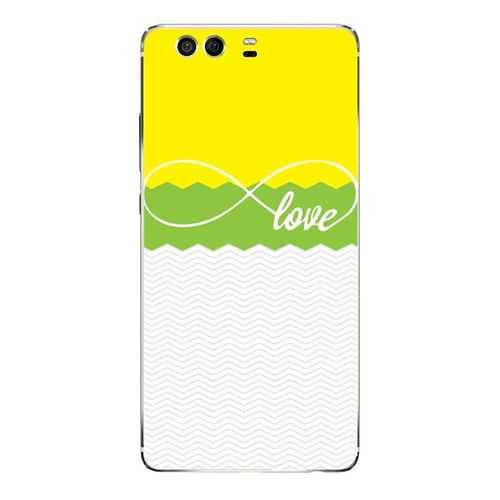Etui Coque Housse Design Huawei P9en Silicone Gel Protection Arrière - Love Jaune