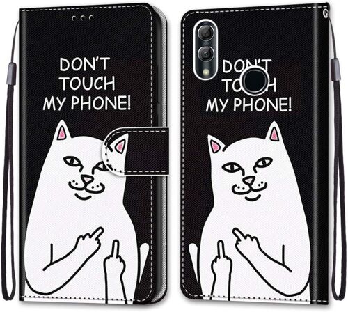 Coque Pour Huawei Honor 10 Lite, Etui En Cuir Pu Portefeuille Housse Coque Avec 360 Degres Silicone Antichoc Protection Cover Cuir Pochette Magnetique Und Flip Bequille (Chat 5)