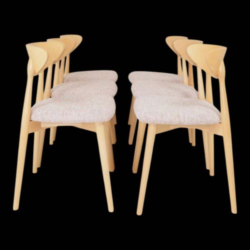 Lot De 6 Chaises De Salle Manger Design Scandinave Rose Clair En Bois Naturel Rose