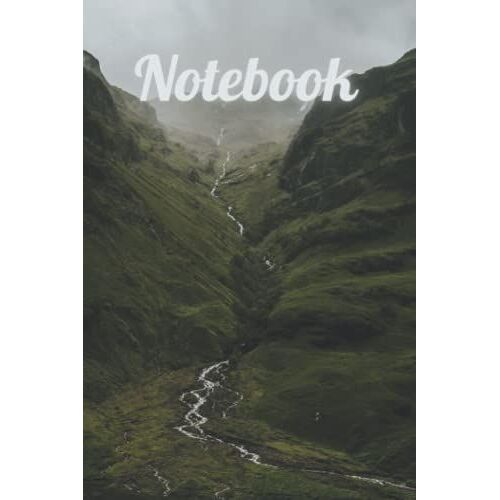 Notebook: Cover Design - (Green Mountain With River) 240 Pages, 6x9 Inch, Premium Matte Finish