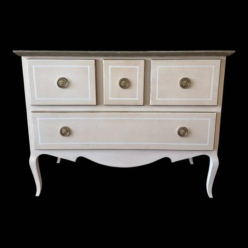Commode En Bois Massif 4 Tiroirs Blanc