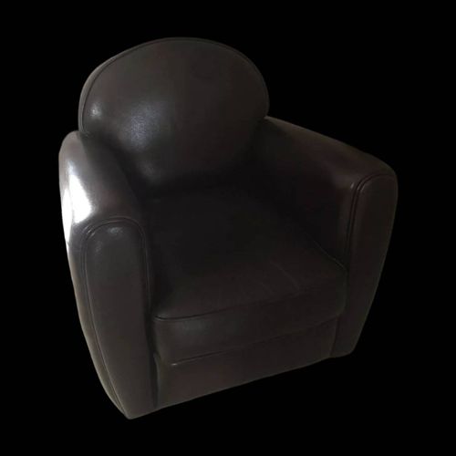 Fauteuil Club Vintage En Cuir Marron