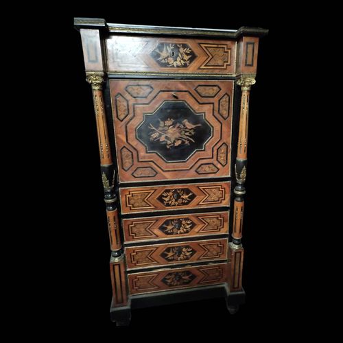 Secrtaire Ancien Xix 19me Sicle En Marquterie De Bois Prcieux Bois