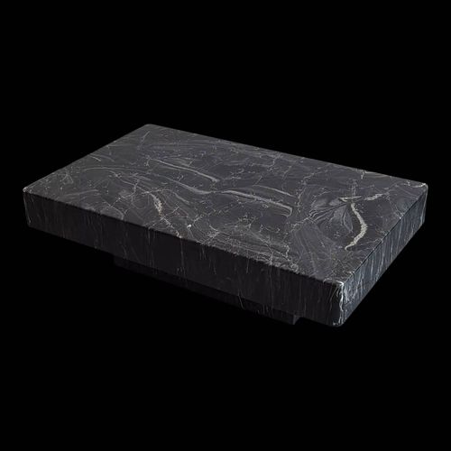 Table Basse Imitation Marbre 1970 Vintage Noir