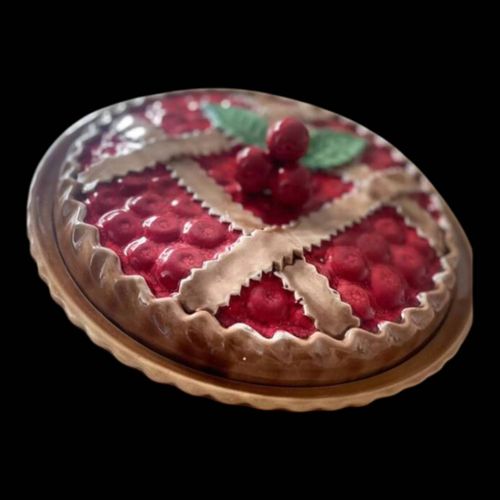 Barbotine Plat Tarte Cerise Rouge