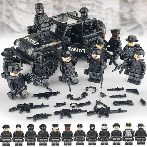 Militaire SWAT Jeep Off-Road Vehicle Police Minifigure Building Block Jouets