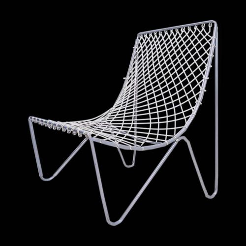 Fauteuil Vintage Mtal Et Corde Synthtique Argent