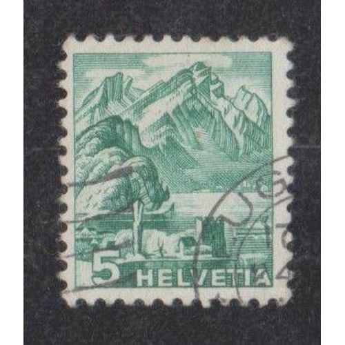 Timbre De Suisse N°290 Y&t 5 C. Vert-Bleu Le Pilate
