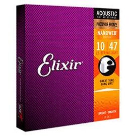 Elixir 16152 Phosphore Bronze - Jeu De Cordes Guitare Acoustique 12 Cordes 10-47