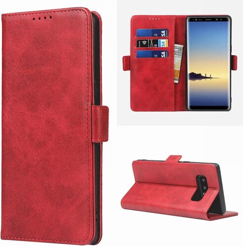 Coque Samsung Galaxy Note 8,Flip Folio Portefeuille ¿¿Tui En Cuir,[3 Fentes][Stent Fonction],Housse ¿¿Tuis ¿¿ Rabat Pour Samsung Galaxy Note 8 - Rouge