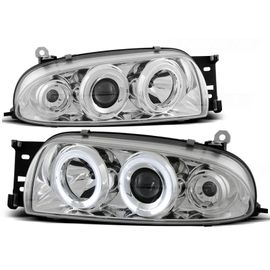Phares Avant Ford Fiesta Mk4 10.95-08.99 Angel Eyes Chrome