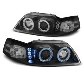Phares Avant Ford Mustang 98-04 Angel Eyes Noir