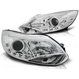 Phares Avant Ford Focus Mk3 11- 10.14 Tube Lights Chrome