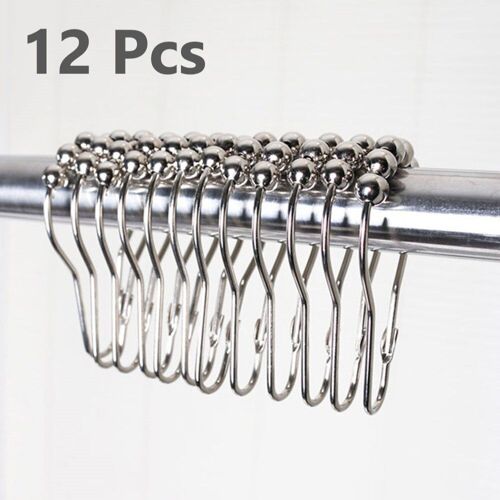 Crochet de rideau de douche en acier inoxydable 304, 12 pièces/sac, anneau de rideau de douche, outil de salle de bain familial