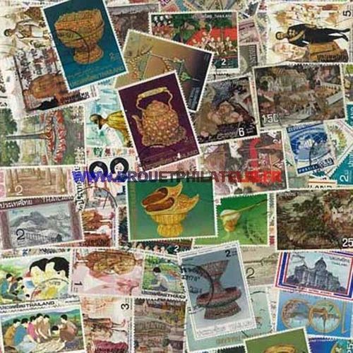 Thailande 300 Timbres Differents Obliteres