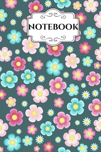 Notebook: Cute Pink And Blue Floral Flowers Cover Notebook Blank Lined Journal
