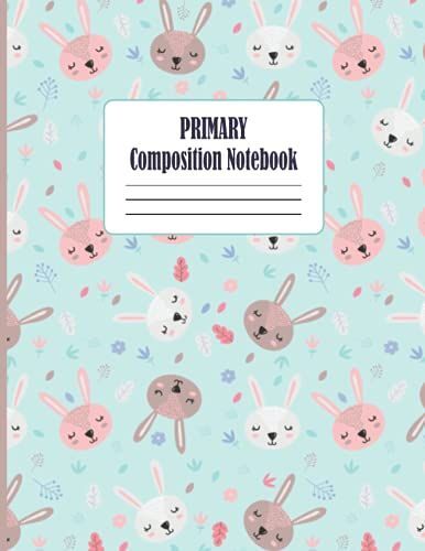 Primary Composition Notebook: Sleeping Rabbit Animal Patterned Primary Composition Notebook Cover Art, Dotted Midline, Story Paper For School, Kindergarten Or Homeschooling