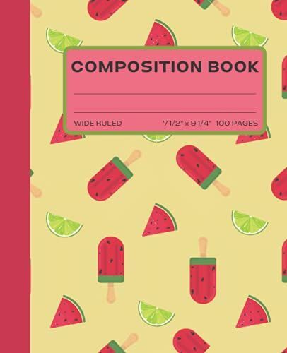 Composition Notebook Kawaii Strawberry Ice-Cream: Composition Book Wide Ruled, Composition Notebook With Kawaii Strawberry Ice-Cream, 7.5"X9.25" Composition Book, 200 Lined Pages Composition Notebook