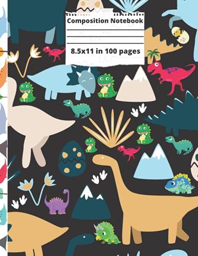 Primary Composition Notebook: Dinosaur Era Primary Composition Notebook -Picture Space With Dotted Midline -Primary Composition Notebook For Kids Grades K-2with100 Pages.