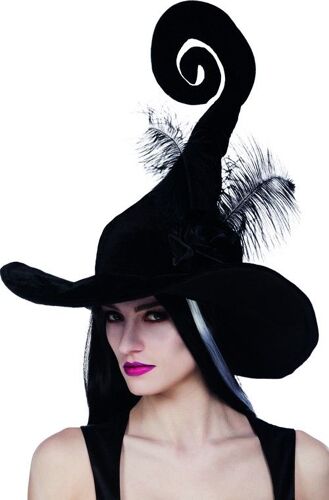 Chapeau Sorcière Noir Avec Plumes Femme Halloween Taille Unique