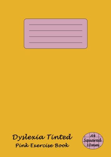 Dyslexia Tinted Exercise Book A4 10mm Squared: Visual Stress Notebook - Pink Paper A4 (21cm X 29.7cm) - School Maths Exercise Books - 10 Mm Squares - Orange Cover