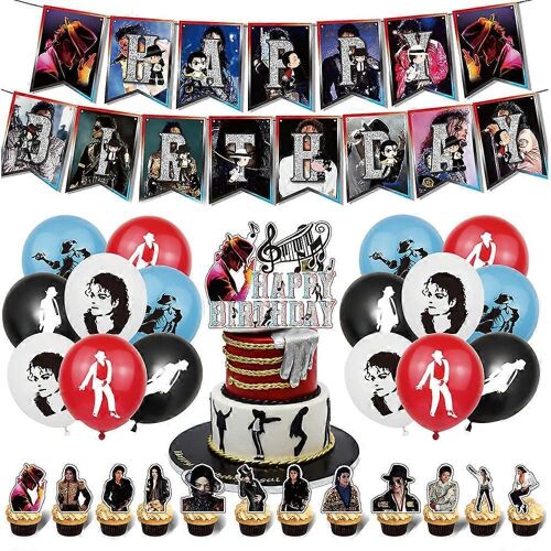 Michael Jackson Thème Anniversaire Party Fournitures Décoration Bannière Ballons Cake Toppers Set