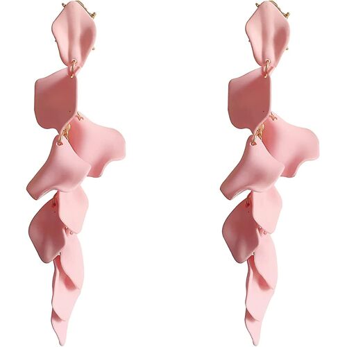 Summer Boho Long Acrylic Rose Pétale Boucles D'oreilles Dangle Exaggerated Flower Earrings Drop Floral Tassel Earrings For Women And Girls Great For Party