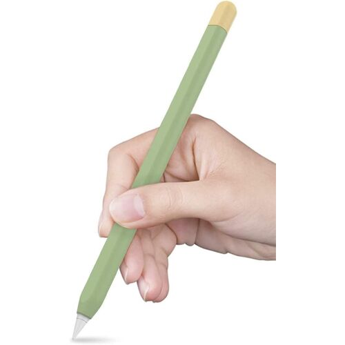 Duotone Case Cover Silicone Sleeve Skin Compatible Avec Apple Pencil 2ème Génération, Ipad Pro 11 12,9 Pouces 2018 (Vert Avocat, Jaune Citron)
