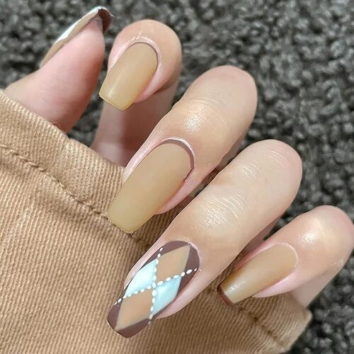 1pcs Manucure Faux Ongles (R253 Automne Et Hiver Khaki [Colle])Beauté Et Santé 
