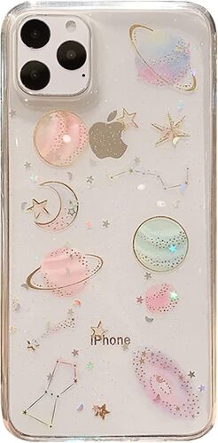 Cartoon Planet Space Star Glitter Powder Compatible Avec L¿Étui Iphone (Transparent, Iphone 12 Pro Max)