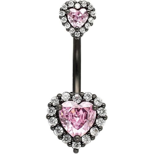 Anneaux Ventraux 316l Chirurgical Ss Pvd Plaqué Multicolor Heart Cz Navel Piercing Shiny Belly Button Rings