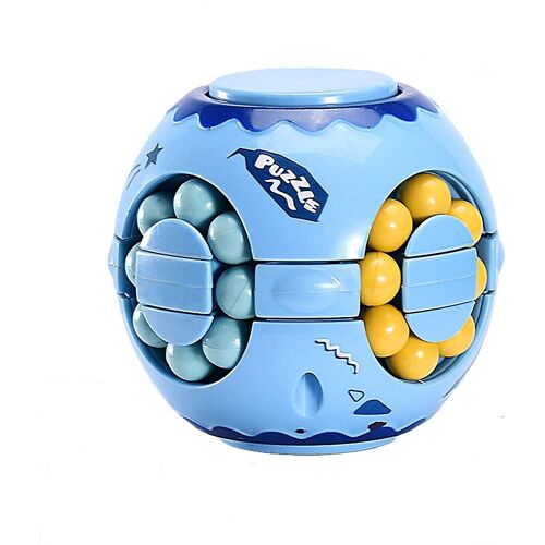 2 En1 Rotation Fidget Spinner Magic Bean Infinity Cube Stress Relief Ball Adultes Enfants Unisexe-enfants Éducatif Puzzle Cube Jouets (bleu)