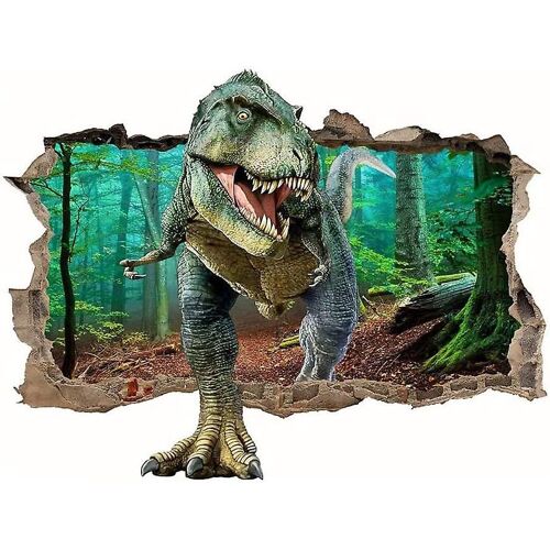 Dinosaures Autocollants Mur Cassé 3D Décoratifs Décalcomanies Amovibles Garçons Chambre Bébé Crèche Enfants Décoration Murale - -