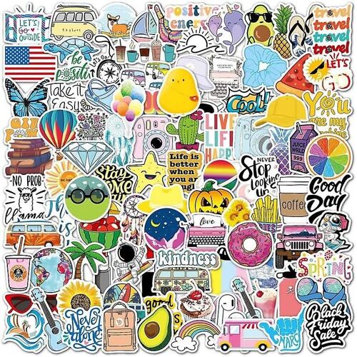 Extérieur Petit Autocollant Frais Pvc Imperméable à l'eau Mignon Cartoon Guitare Valise Cadeau en plein air Adulte Teen Boy Art Journal Scrapbook Skateboard Decal 100pcs