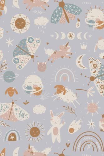 Notebook: Lavender Boho Dreams Animals And Rainbows Design With Lined Pages