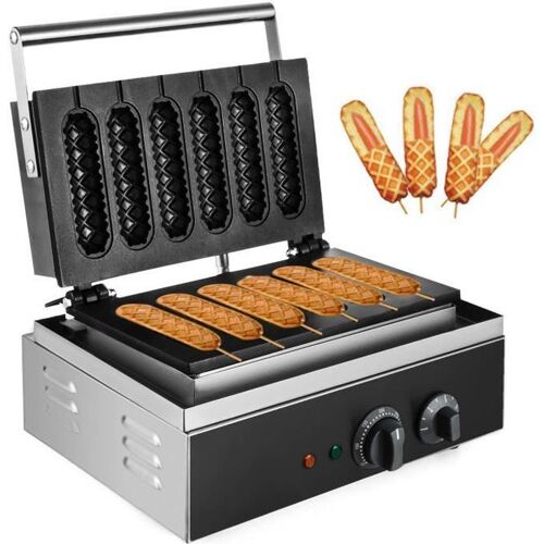 Gaufrier électrique - VEVOR - Gaufres à hot-dog 6pcs - 1500 W - Plaques chauffantes parallèles