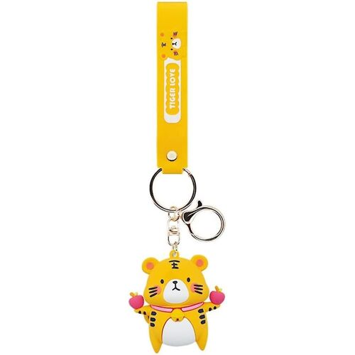Garçons Hommes Filles Femmes Créatif Pvc Tigre Porte-Clés Tigre Nouvel An Cadeau Mignon Dessin Animé Animal Sac Pendentif Voiture Clé Pendentif Métal Porte-Clés Élévateur Pomme
